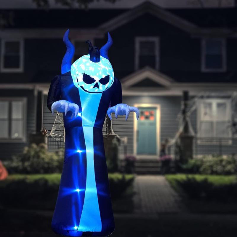 12ft LED Color-Changing Demon Pumpkin Inflatable