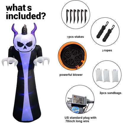 12ft LED Color-Changing Demon Pumpkin Inflatable