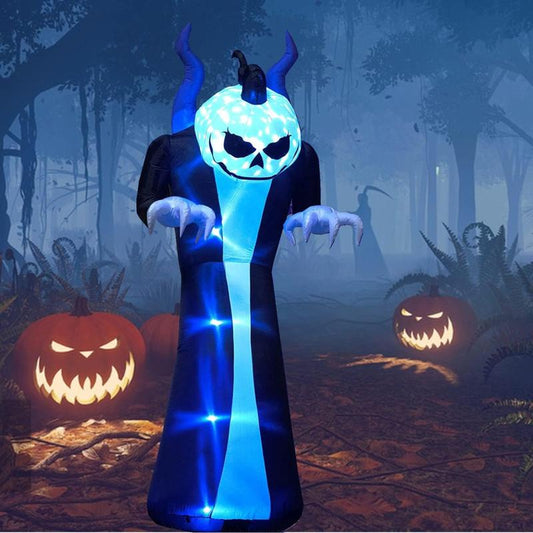 12ft LED Color-Changing Demon Pumpkin Inflatable